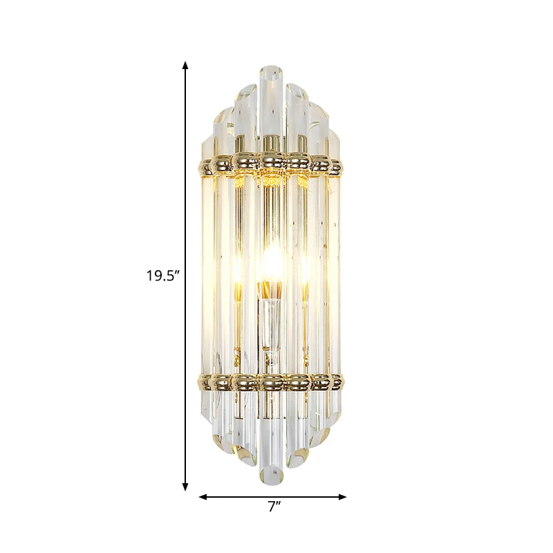 Crystal Pipe Flush Wall Sconce Mid Century 1 Light Wandlamp Sconce helder voor woonkamer Clearhalo