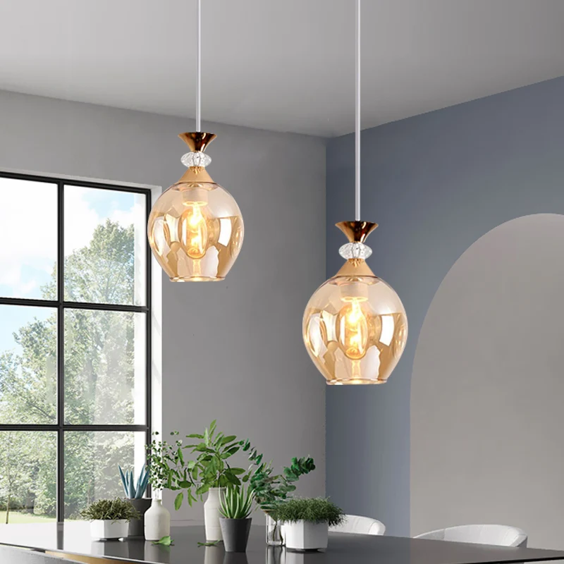 Cup-vorm ophanging modernistisch grijs/blauw/amber glas met kuiltjes en 1 hangend lichtarmatuur Clearhalo