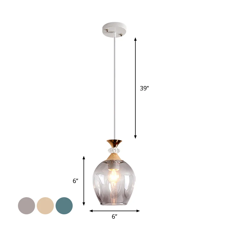 Cup-vorm ophanging modernistisch grijs/blauw/amber glas met kuiltjes en 1 hangend lichtarmatuur Clearhalo