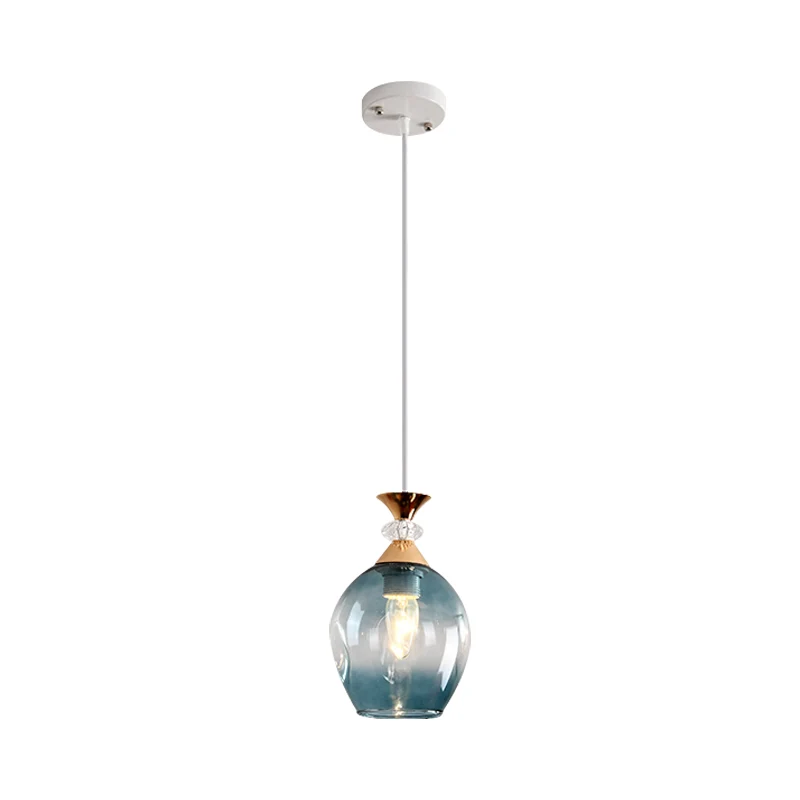 Cup-vorm ophanging modernistisch grijs/blauw/amber glas met kuiltjes en 1 hangend lichtarmatuur Clearhalo
