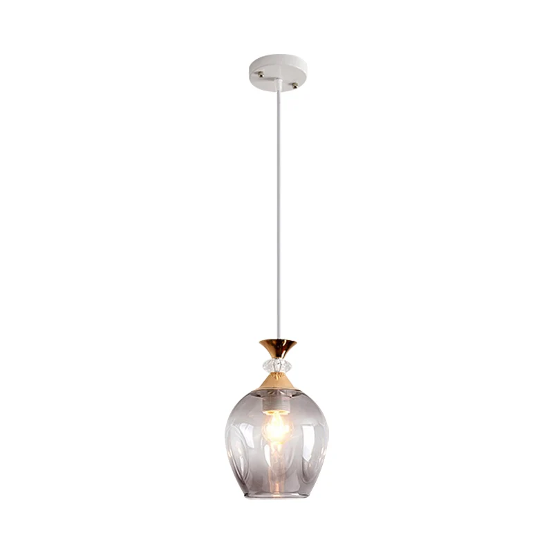 Cup-vorm ophanging modernistisch grijs/blauw/amber glas met kuiltjes en 1 hangend lichtarmatuur Clearhalo