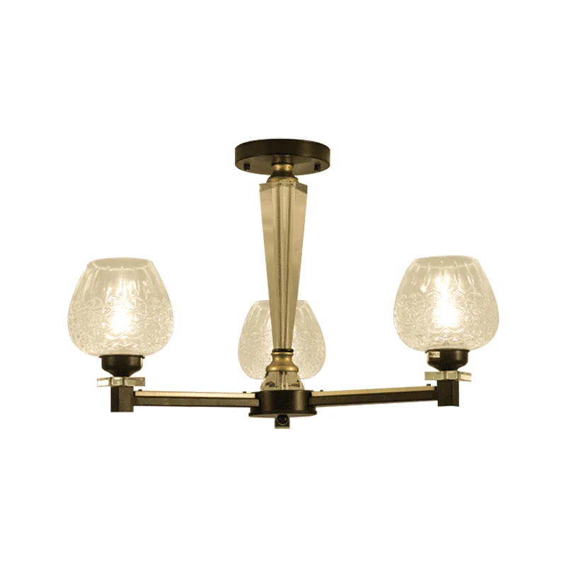 Cupvorm woonkamer hanglamp traditioneel kristal 3/6 lichten zwarte kroonluchter lichtarmatuur Clearhalo