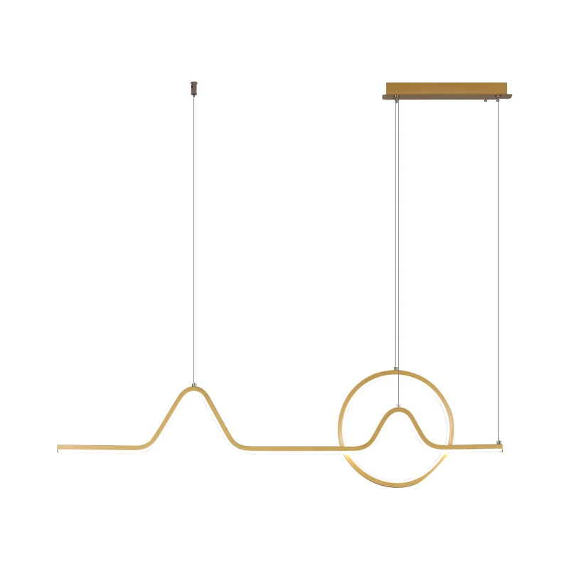 Curve hangende kroonluchter modernisme metaal goud LED hangende plafondlamp, warm/wit licht Clearhalo