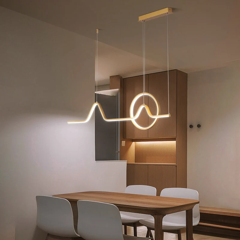 Curve hangende kroonluchter modernisme metaal goud LED hangende plafondlamp, warm/wit licht Clearhalo
