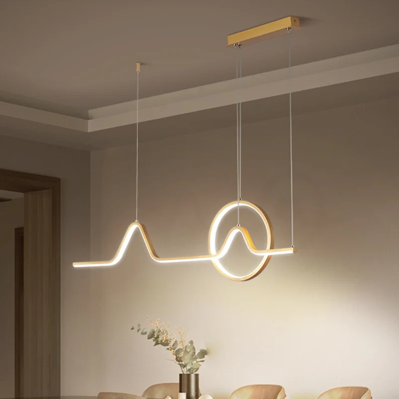 Curve hangende kroonluchter modernisme metaal goud LED hangende plafondlamp, warm/wit licht Clearhalo