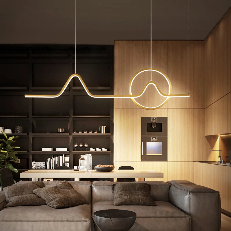 Curve hangende kroonluchter modernisme metaal goud LED hangende plafondlamp, warm/wit licht Clearhalo