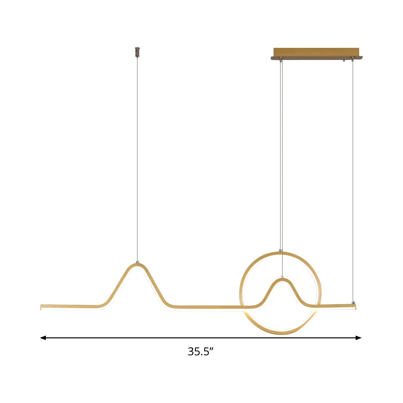 Curve hangende kroonluchter modernisme metaal goud LED hangende plafondlamp, warm/wit licht Clearhalo
