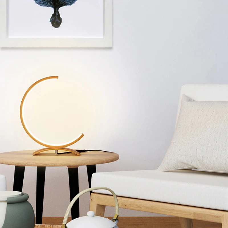 C-vormige aluminium nachtlamp Minimalistische stijl LED-tafellamp met dimmer Clearhalo