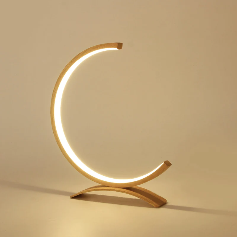 C-vormige aluminium nachtlamp Minimalistische stijl LED-tafellamp met dimmer Clearhalo