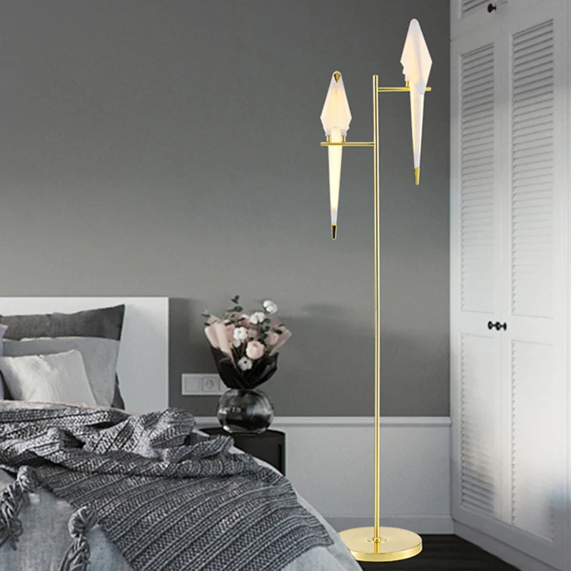 Decoratieve origami vogel staande lamp acryl woonkamer vloerlamp goud Clearhalo