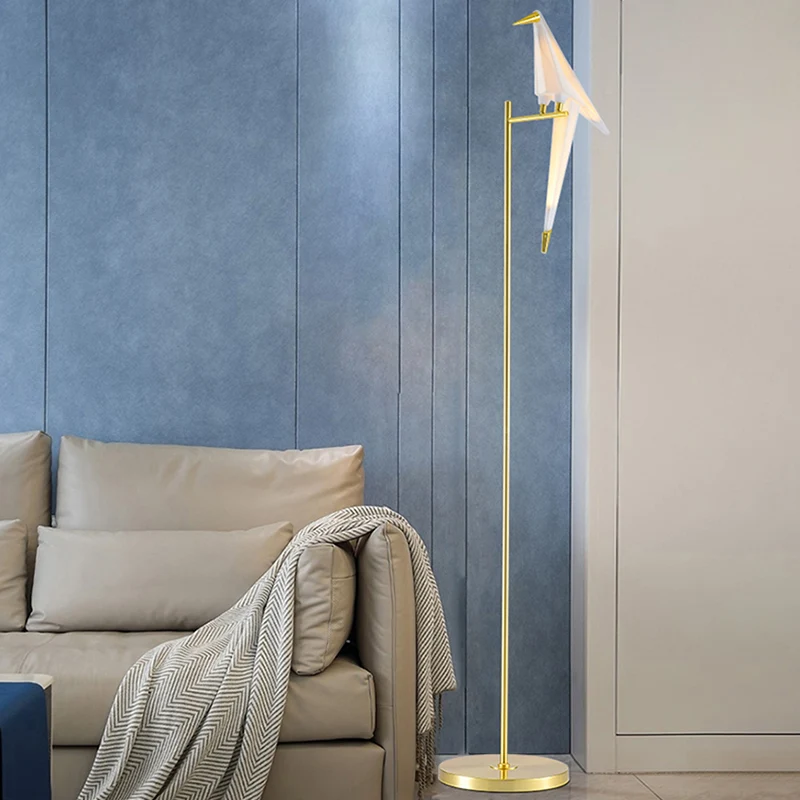 Decoratieve origami vogel staande lamp acryl woonkamer vloerlamp goud Clearhalo