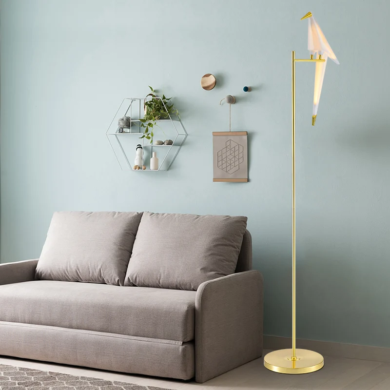 Decoratieve origami vogel staande lamp acryl woonkamer vloerlamp goud Clearhalo