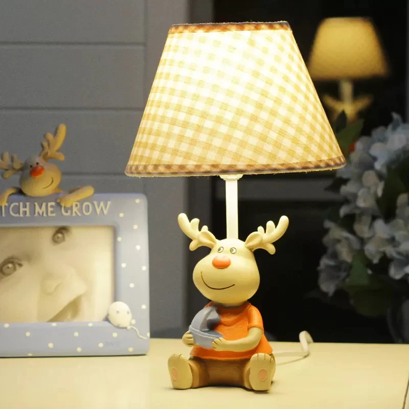 Deer Man Kid Slaapkamer Leeslamp Hars 1 Licht Dierenbureaulamp geel Clearhalo