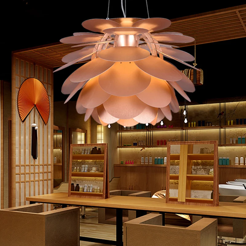 Dennenappel metalen hangende hanglamp eigentijds 1 licht koperen afwerking plafondophanglamp voor restaurant Clearhalo