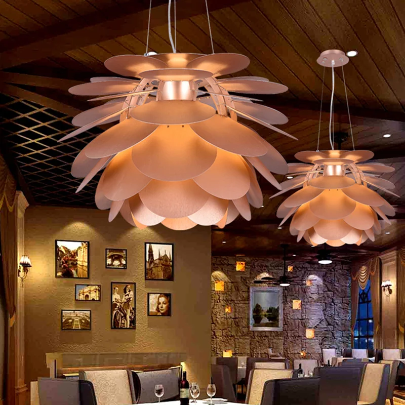 Dennenappel metalen hangende hanglamp eigentijds 1 licht koperen afwerking plafondophanglamp voor restaurant Clearhalo