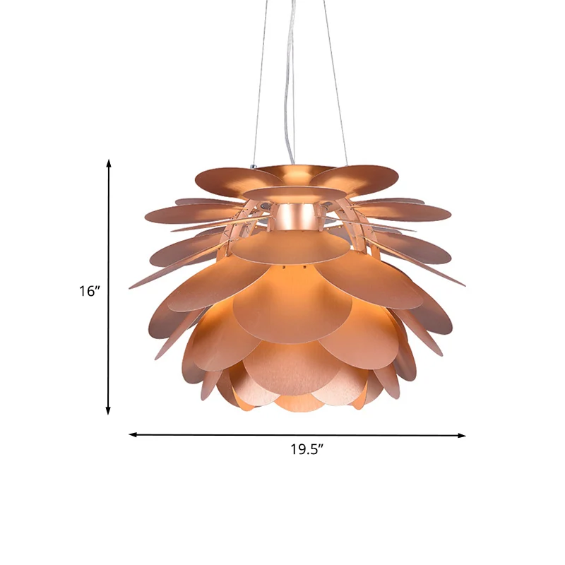 Dennenappel metalen hangende hanglamp eigentijds 1 licht koperen afwerking plafondophanglamp voor restaurant Clearhalo