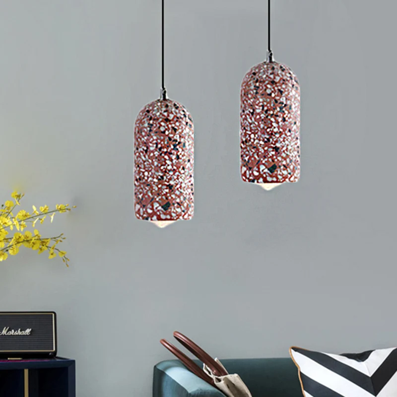 Design cilinder hanglamp Cement 1-lichts eetkamer hanglamp wit/rood/blauw Clearhalo