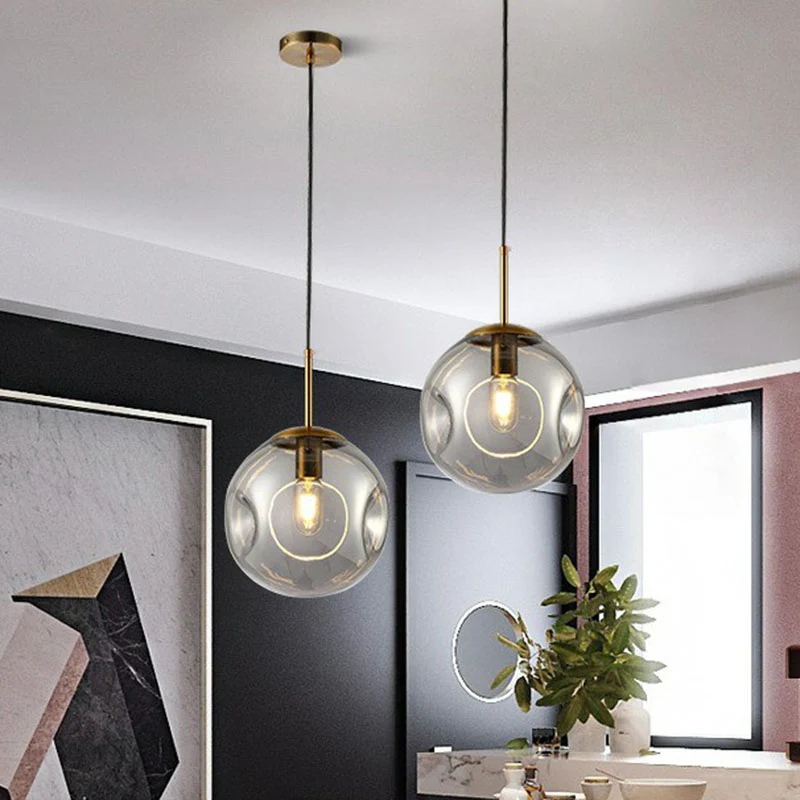 Dimpled Ball Suspension Lighting Modern Glass 1 Lamp Eetkamer Plafond Hanglamp Clearhalo