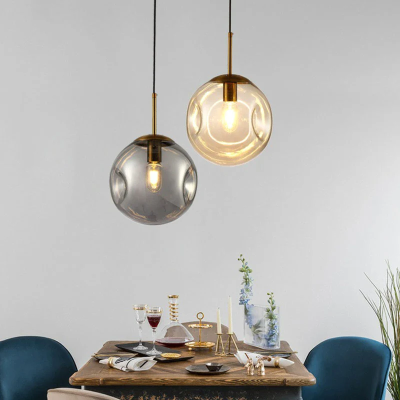 Dimpled Ball Suspension Lighting Modern Glass 1 Lamp Eetkamer Plafond Hanglamp Clearhalo