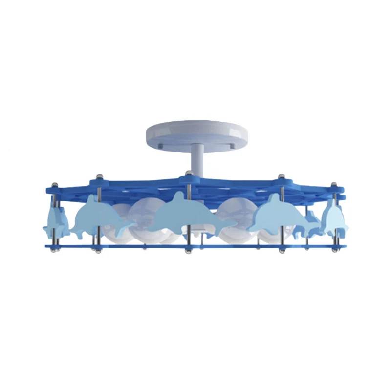 Dolfijn Kleuterschool Plafondlamp Metaal 6 Lampen Cartoon Semi-inbouwverlichting blauw Clearhalo