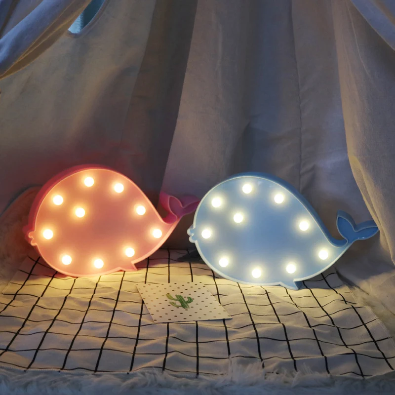 Dolfijnvormige batterij-nachtkastjelamp Decoratieve kunststof kinderslaapkamer LED-tafellamp Clearhalo