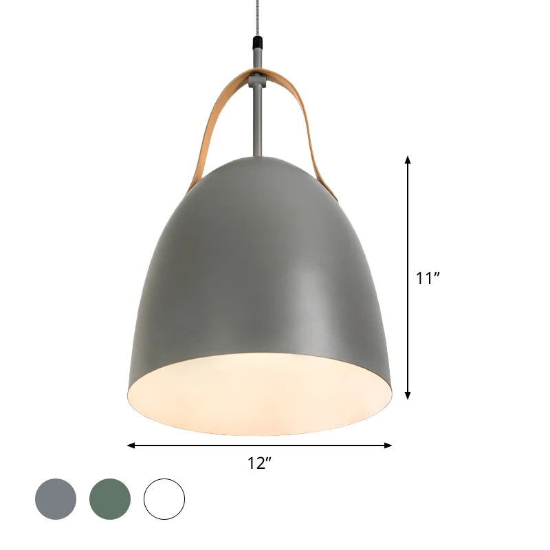 Dome Down Lighting Eenvoudige metalen 1-kops hangende plafondlamp voor de woonkamer groen/wit/grijs Clearhalo