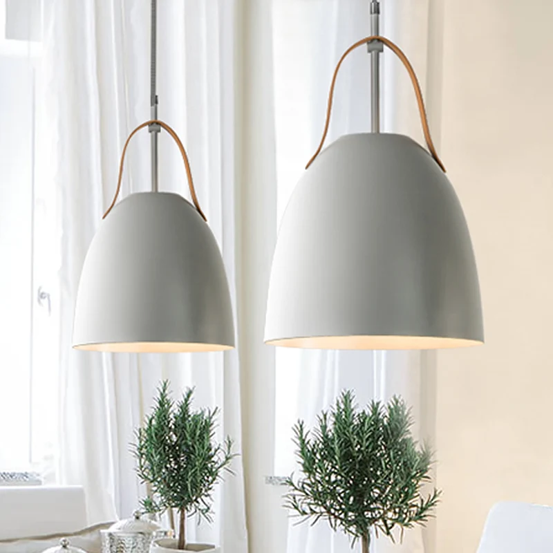 Dome Down Lighting Eenvoudige metalen 1-kops hangende plafondlamp voor de woonkamer groen/wit/grijs Clearhalo