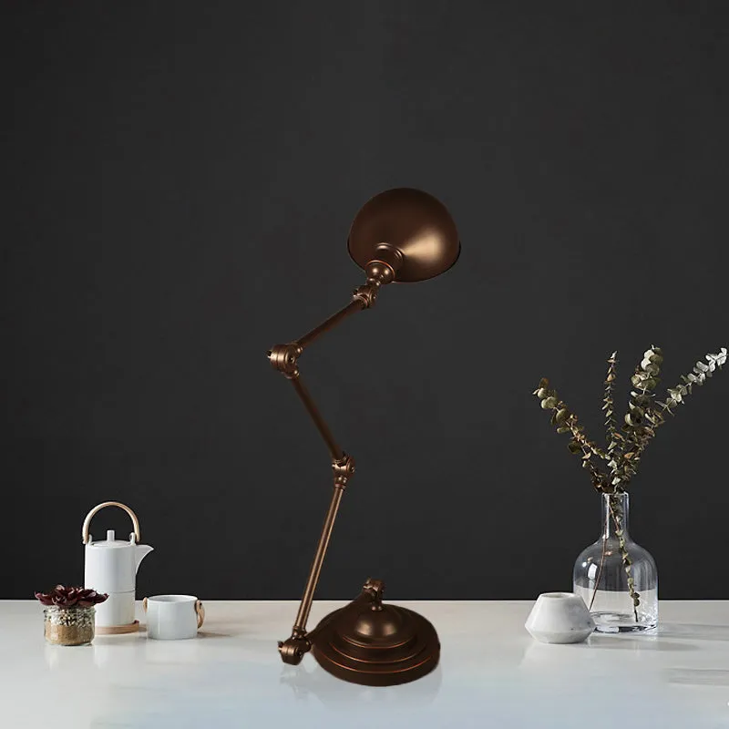 Dome metalen leeslamp industriële stijl 1-lichts studeerkamer bureaulamp met zwenkarm brons Clearhalo