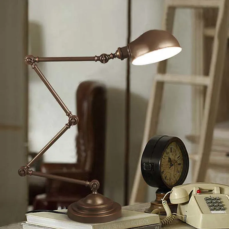 Dome metalen leeslamp industriële stijl 1-lichts studeerkamer bureaulamp met zwenkarm brons Clearhalo