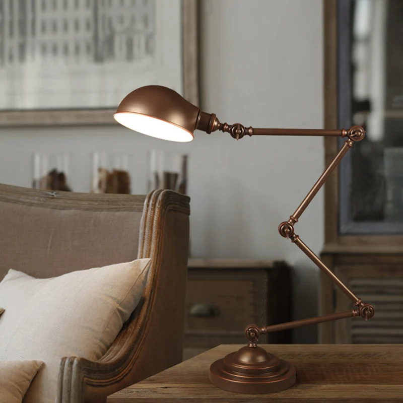 Dome metalen leeslamp industriële stijl 1-lichts studeerkamer bureaulamp met zwenkarm brons Clearhalo