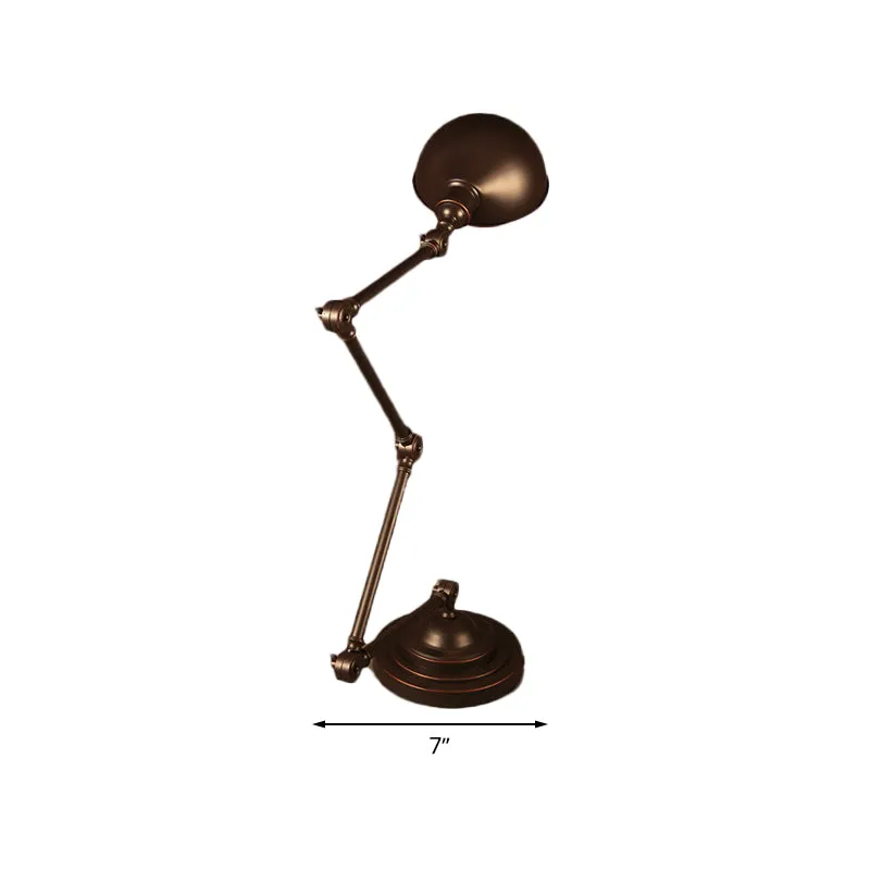 Dome metalen leeslamp industriële stijl 1-lichts studeerkamer bureaulamp met zwenkarm brons Clearhalo