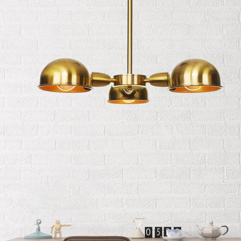 Dome metalen semi-inbouw industriële 3-lichts woonkamer semi-inbouw plafondlamp zwart/messing/chroom Clearhalo