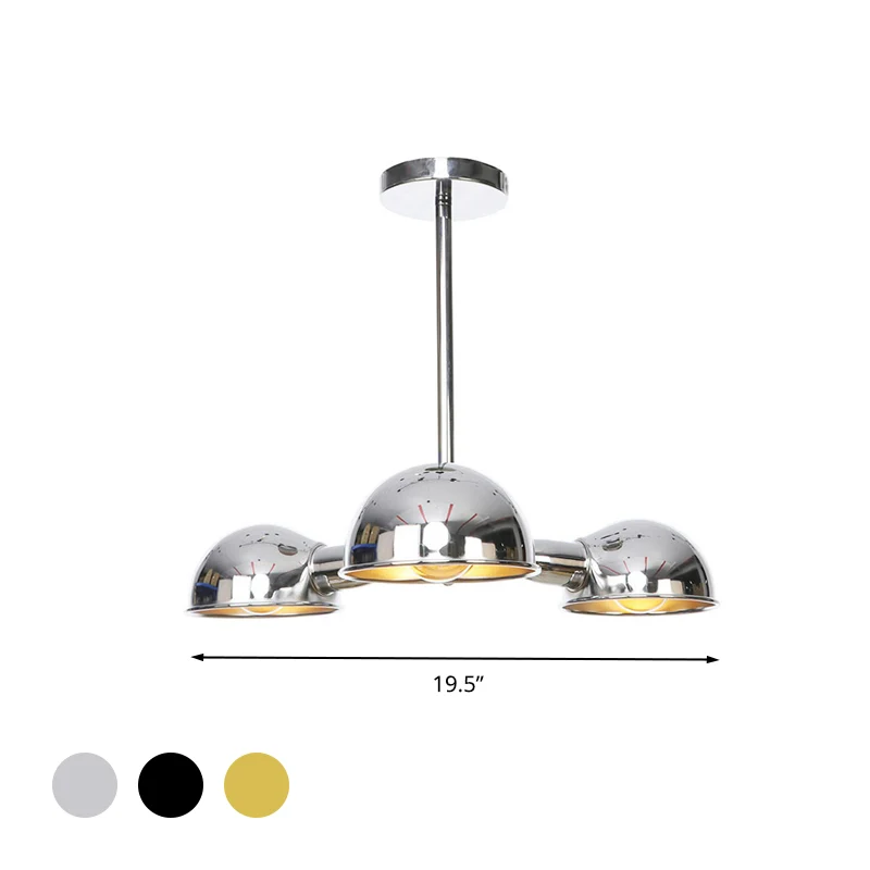 Dome metalen semi-inbouw industriële 3-lichts woonkamer semi-inbouw plafondlamp zwart/messing/chroom Clearhalo