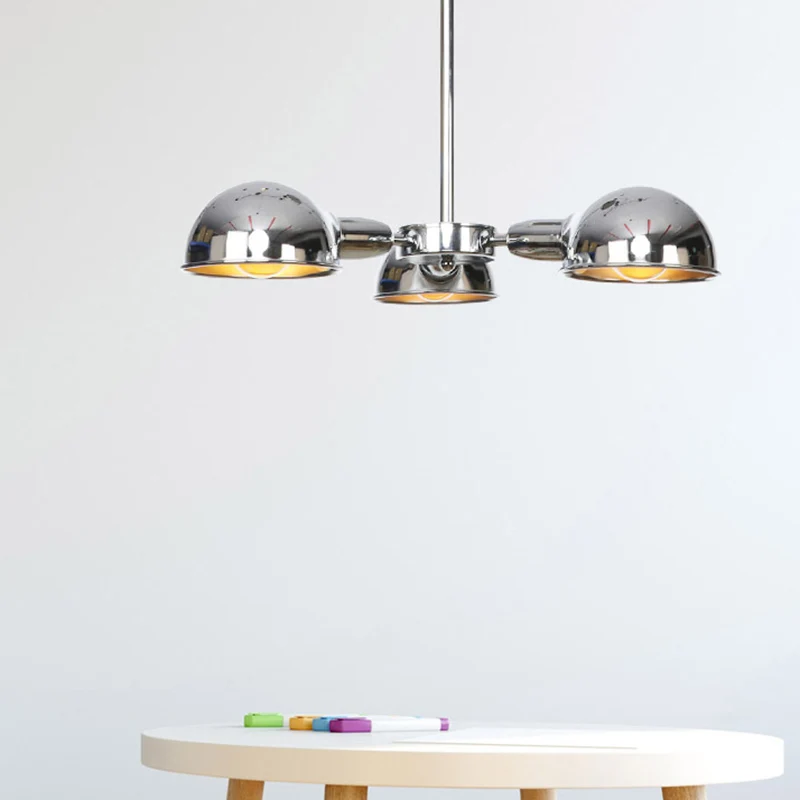 Dome metalen semi-inbouw industriële 3-lichts woonkamer semi-inbouw plafondlamp zwart/messing/chroom Clearhalo