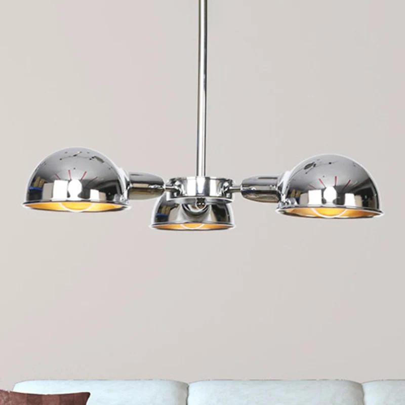 Dome metalen semi-inbouw industriële 3-lichts woonkamer semi-inbouw plafondlamp zwart/messing/chroom Clearhalo