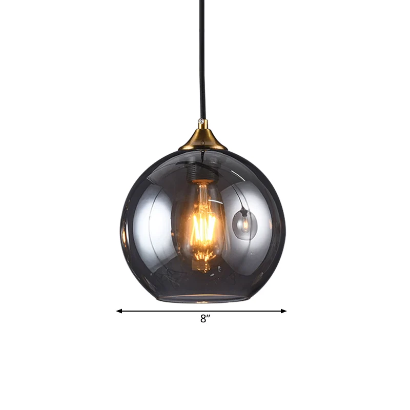 Dome Shade hangende verlichtingsarmatuur Retro rookgrijs glas messing hanglamp Clearhalo