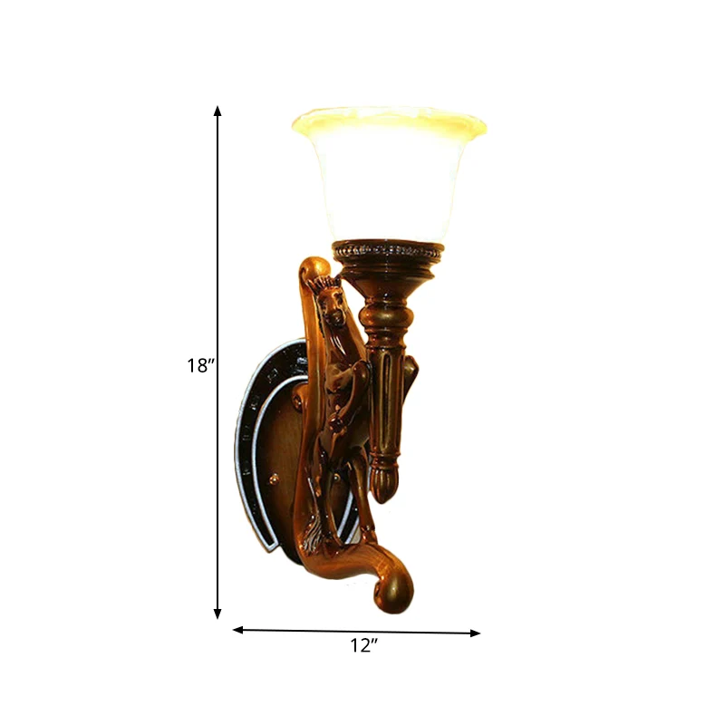 Donkerbruine Steed wandlamp, vintage stijl hars enkele blaker lichtarmatuur Clearhalo