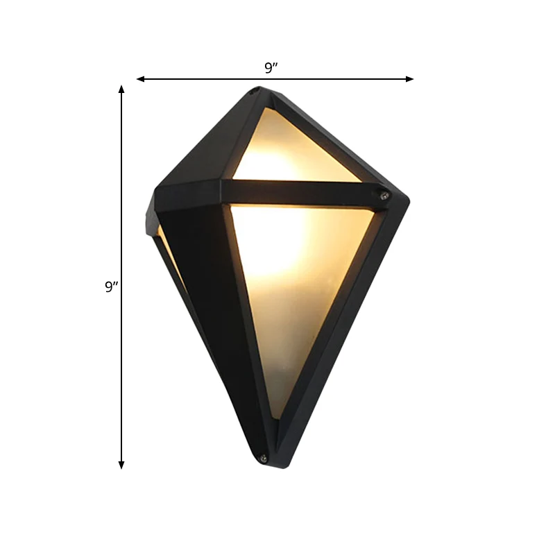 Donkere koffie diamant/elliptische wandkandelaar Rustiek opaalglas 1-lichts balkonwandverlichtingsarmatuur Clearhalo