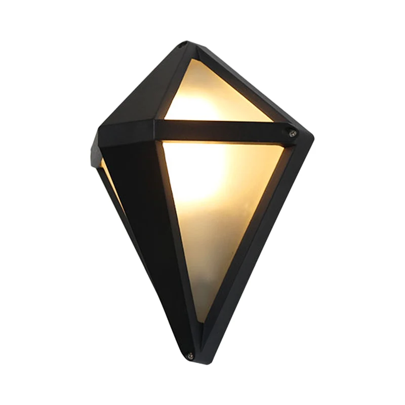 Donkere koffie diamant/elliptische wandkandelaar Rustiek opaalglas 1-lichts balkonwandverlichtingsarmatuur Clearhalo