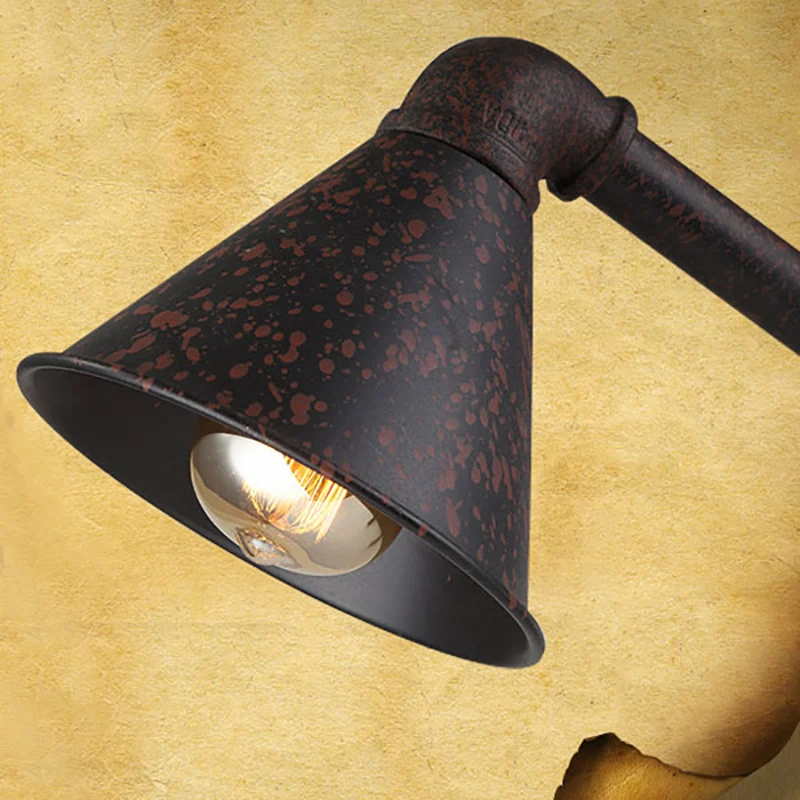 Donkerroest conische tafellamp industriële stijl metallic 1-lichts slaapkamer staande lamp met pijpachtige voet Clearhalo