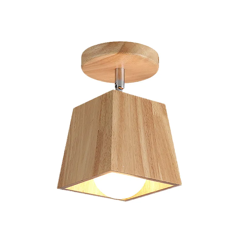 Draaibaar vierkant houten plafondgemonteerd armatuur Modern 1-licht foyer semi-inbouwlichtarmatuur Clearhalo