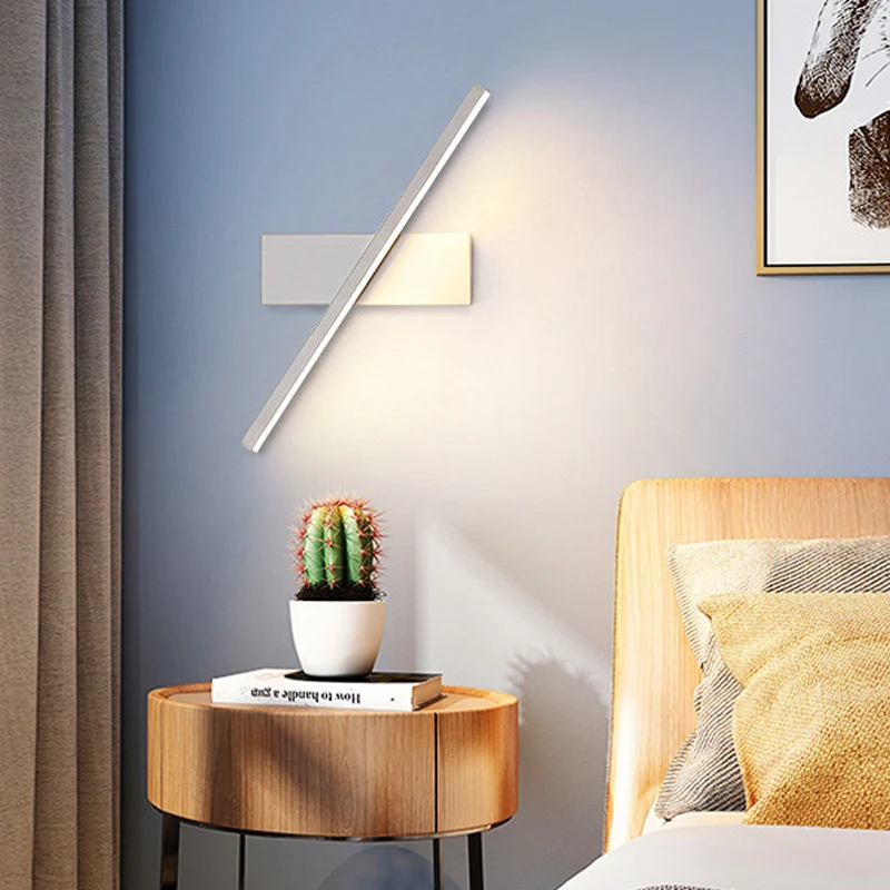 Draaibare acryl lineaire LED schanslicht eenvoud zwart/wit wandverlichtingsarmatuur, wit/warm licht Clearhalo