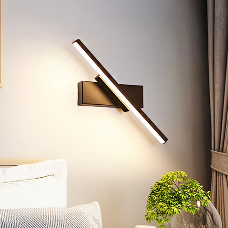 Draaibare acryl lineaire LED schanslicht eenvoud zwart/wit wandverlichtingsarmatuur, wit/warm licht Clearhalo