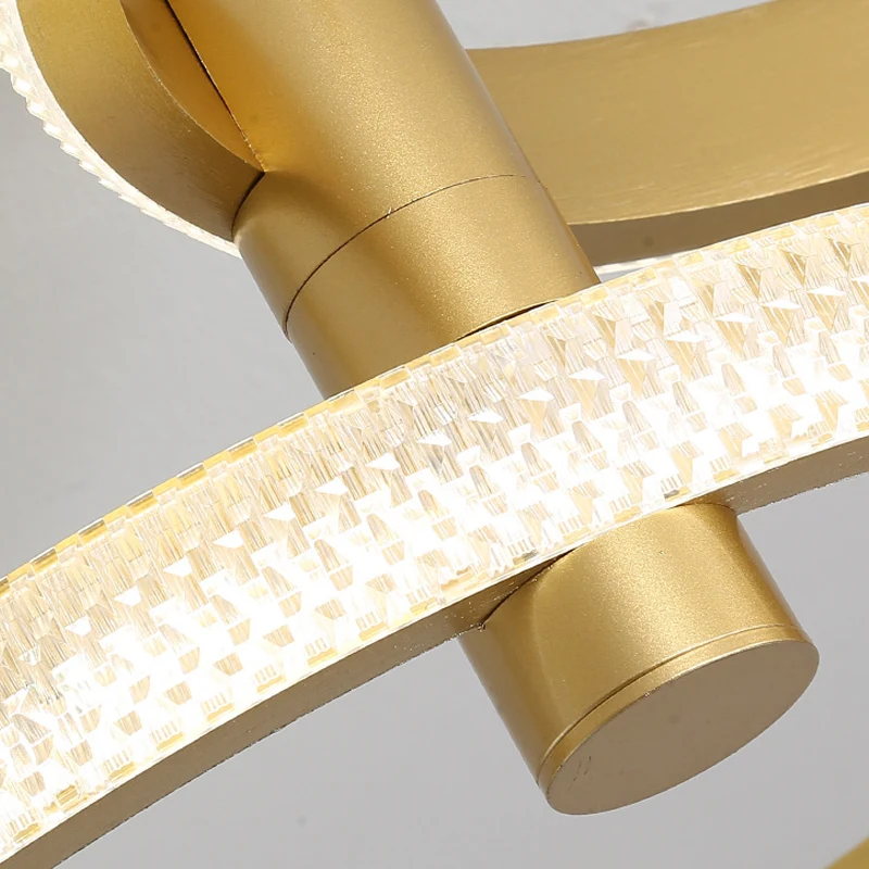 Draaibare gouden ringplafondlamp Modern stijlvol 37,5"/45" L LED acryl semi-inbouwverlichting warm/wit/natuurlijk licht Cl...