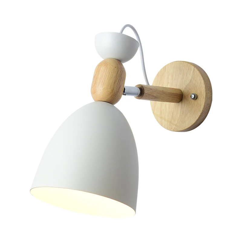 Draaibare kap kinderkamer wandlamp metaal 1 lamp Macaron leeswandlamp met houtdeco Clearhalo