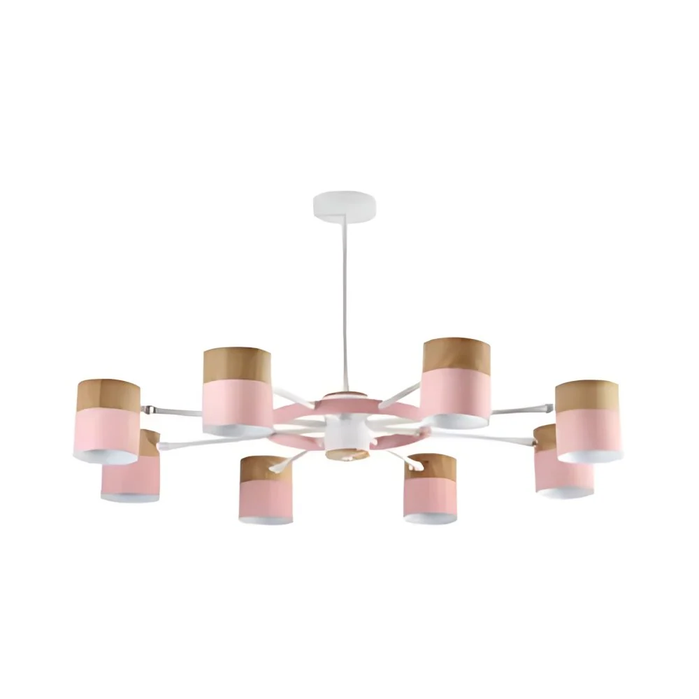 Draaibare metalen cilinderkroonluchter Macaron-stijl moderne plafondlamp voor verpleegkamer Clearhalo