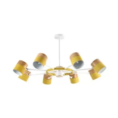 Draaibare metalen cilinderkroonluchter Macaron-stijl moderne plafondlamp voor verpleegkamer Clearhalo