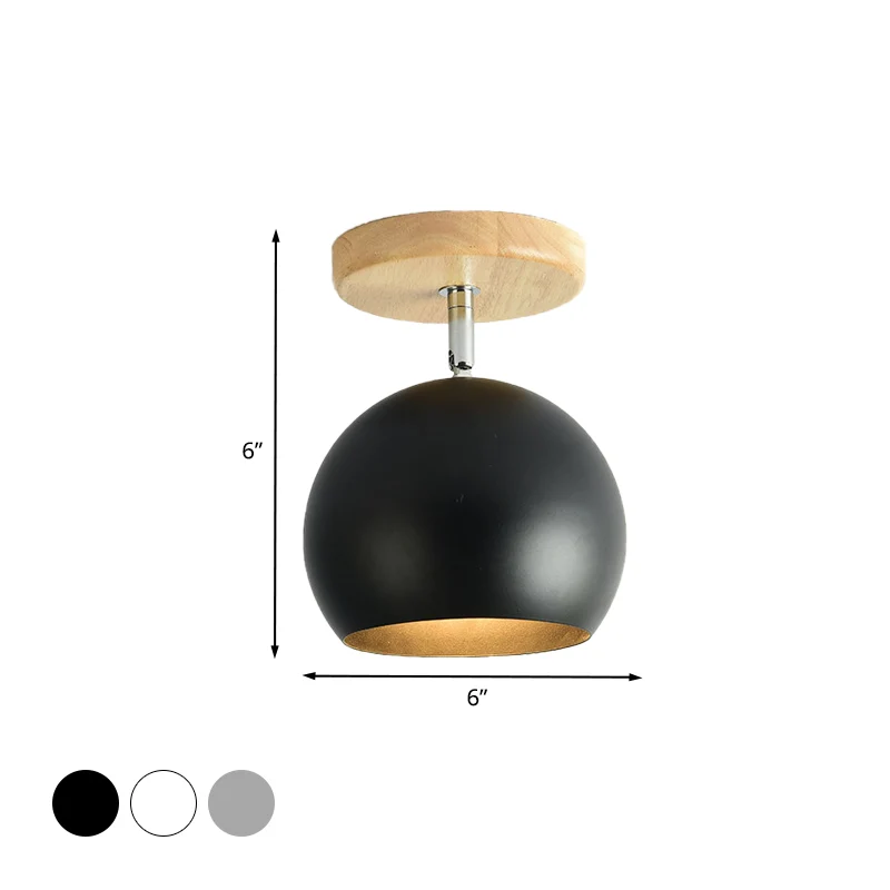 Draaibare Orb Shade Inbouwlamp 1-lichts metalen plafondlamp voor studeerkamergang Clearhalo