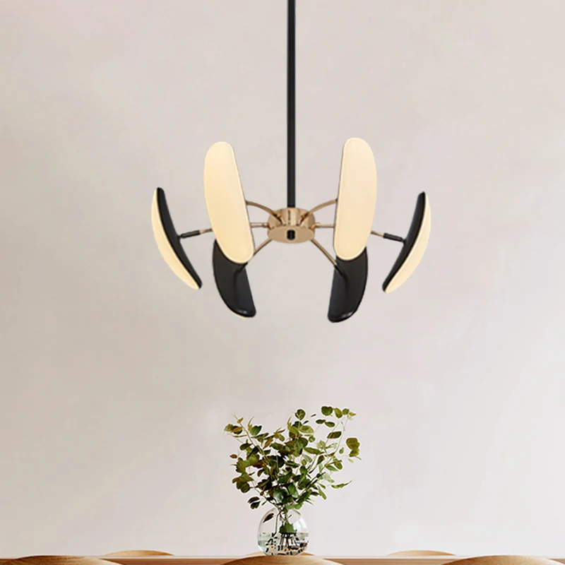 Draaibare ovale kroonluchter licht eigentijds acryl 4/6 koppen zwarte plafondhanger met radiaal ontwerp voor eetkamer, 18"...