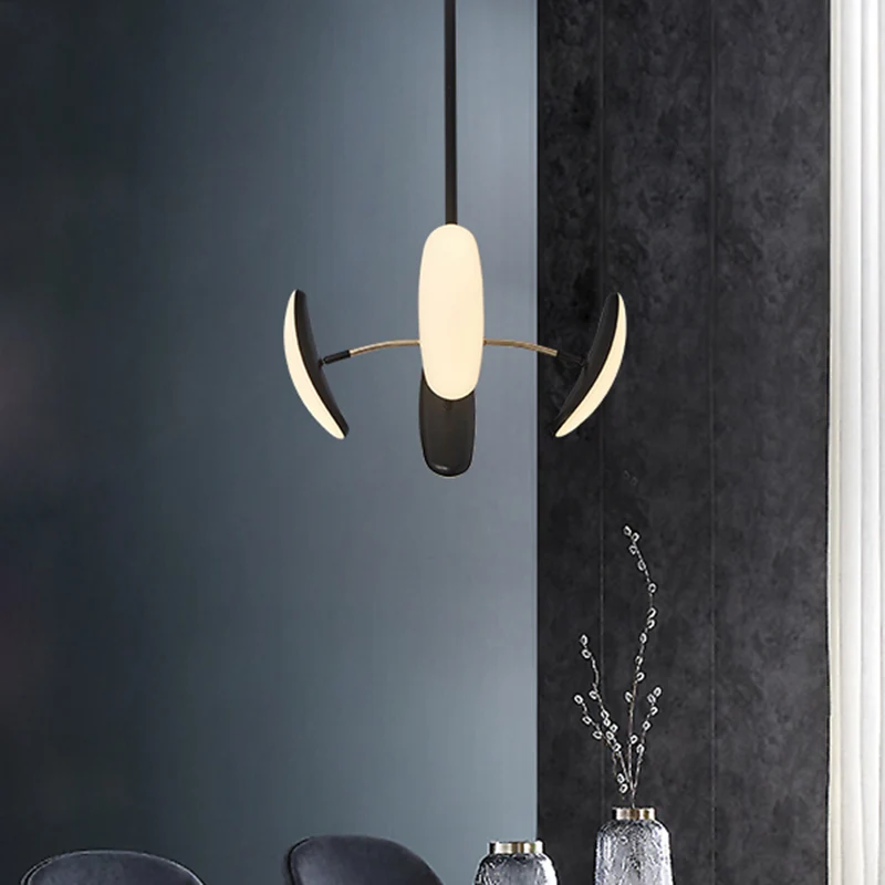 Draaibare ovale kroonluchter licht eigentijds acryl 4/6 koppen zwarte plafondhanger met radiaal ontwerp voor eetkamer, 18"...